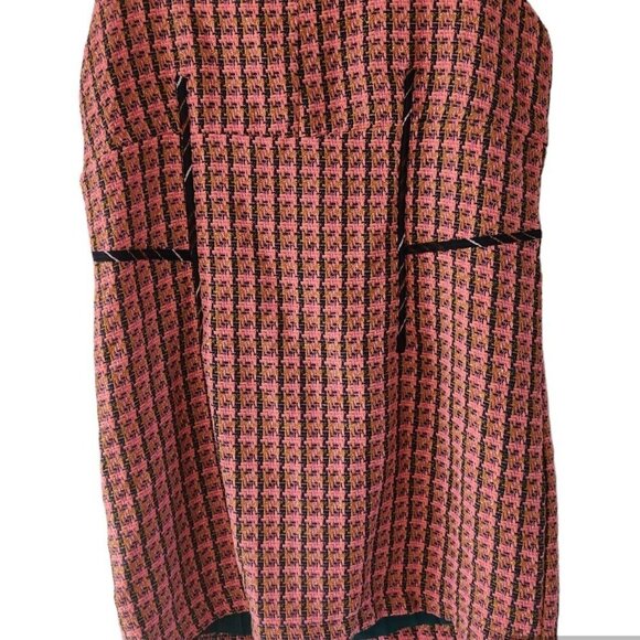 Maeve Tweed Dress Pink Gold Metallic Thread Jumper Dress Size 12 Petite NEW - Picture 3 of 7